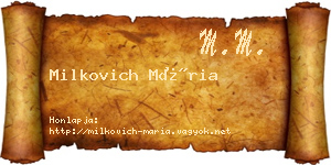 Milkovich Mária névjegykártya